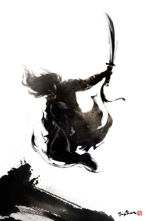 kungfutaichworld:  Wow, awesome kung fu painting!!  Chinese Sword      Beautiful artwork