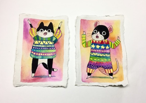 a couple little holiday card paintings i did!