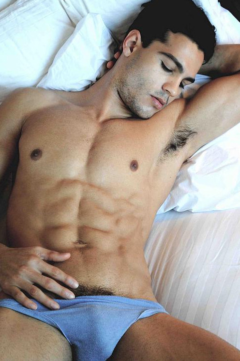 fit dude in pretty blue jockey bikinis