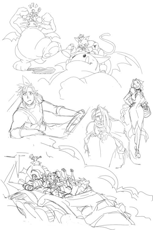 chirart: Warm-ups from the past week. Final Fantasy 7 was my religion from ages 10 to 13. I’m 