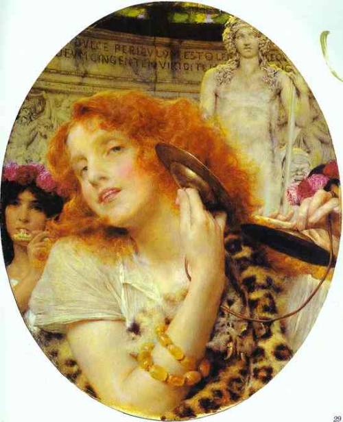 arjuna-vallabha:Bacchante, Sir Lawrence Alma Tadema, 1907the inscription running along the top obscu