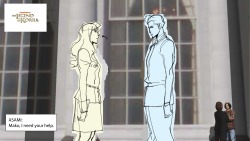 korranation:  Check out a sneak peek storyboard from tonight’s new episode of Korra, beginning at 8:30p/7:30c! Here Mako and Asami talk outside the Republic City Police Station when Varrick suddenly appears behind them :)  See you at 8:30/7:30c!!!
