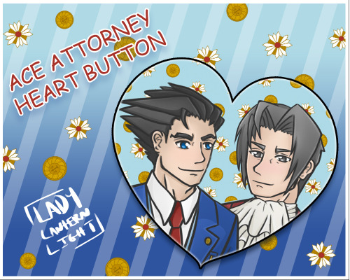 I made an ace attorney heart button!!!Check it out on Etsy ♡