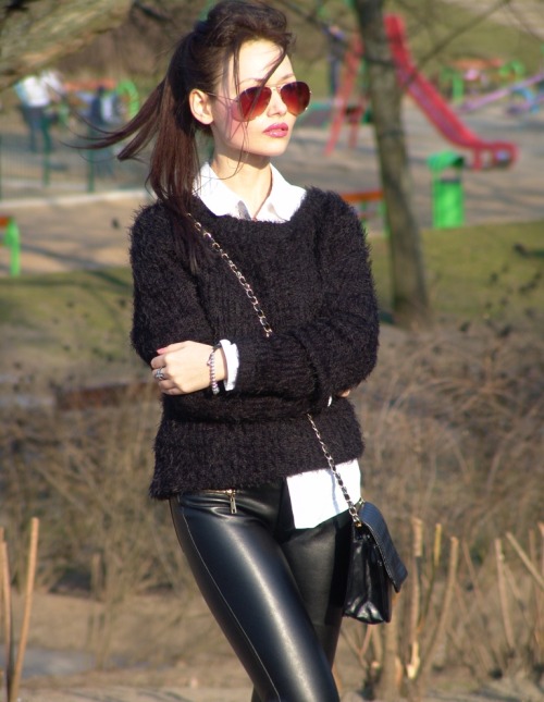 leatherstreetstyle:  The Simple Things via Porcelanna bit.ly/1XJQ9Kw shirt - H&amp;M swea