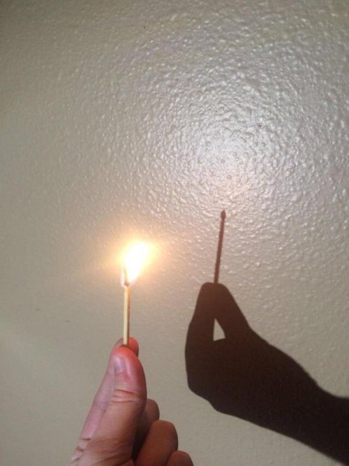 fuckyeahphysica:Can a fire cast a shadow?There doesn’t seem to be a shadow casted on the wall in the