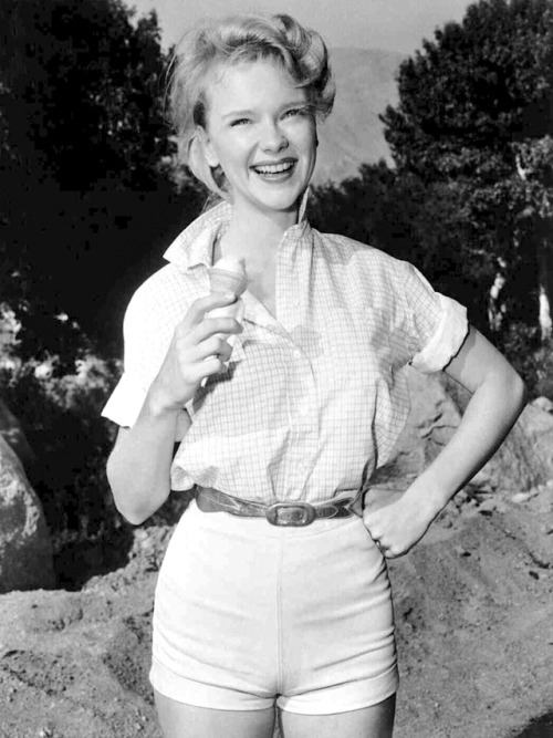 Anne Francis / publicity photos on location in Lone Pine, California during production of John Sturg
