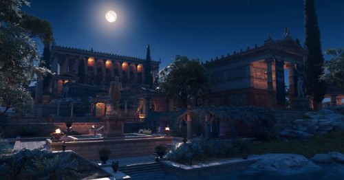 Temples of Delos at night, reconstruction made by Ubisoft for the game Assassin’s Creed.