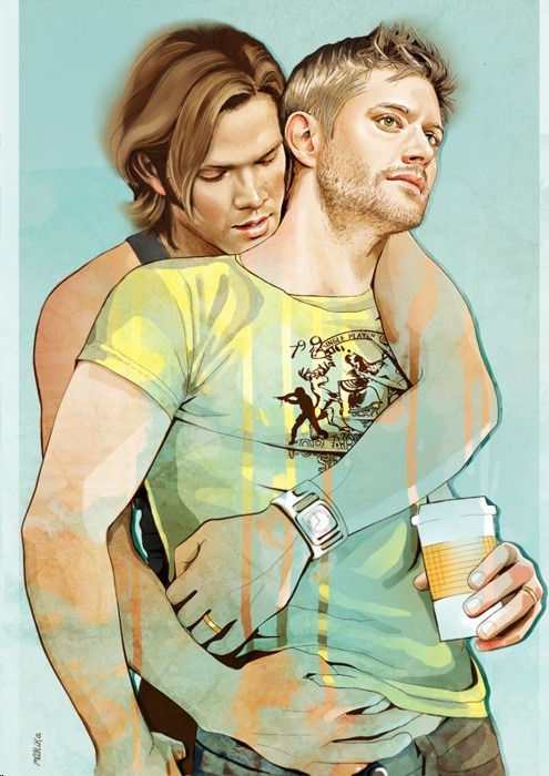 gay-erotic-art:  I’ve only started watching the TV series Supernatural and was completely unaware of the amount of gay fan art there is devoted to this show. I guess it’s not surprising considering how hot the two leads are.So, in my first series