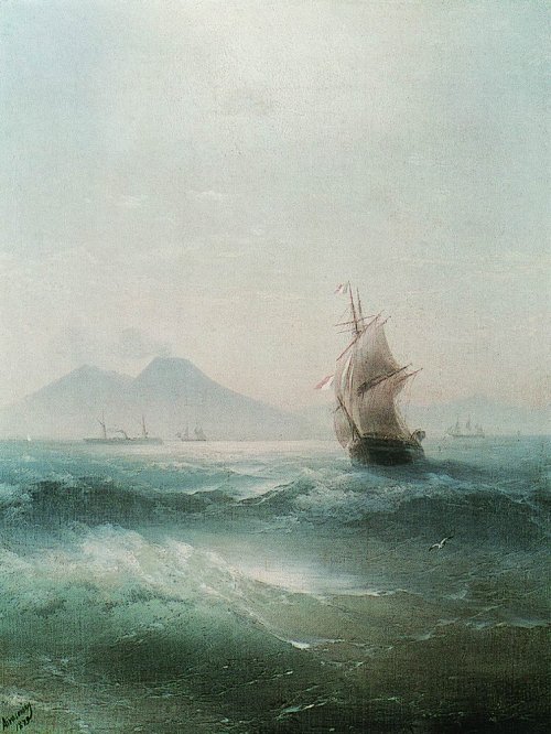 artist-aivazovski: The Bay of Naples. View of Vesuvius, 1879, Ivan Aivazovskihttps://www.wikiart.org