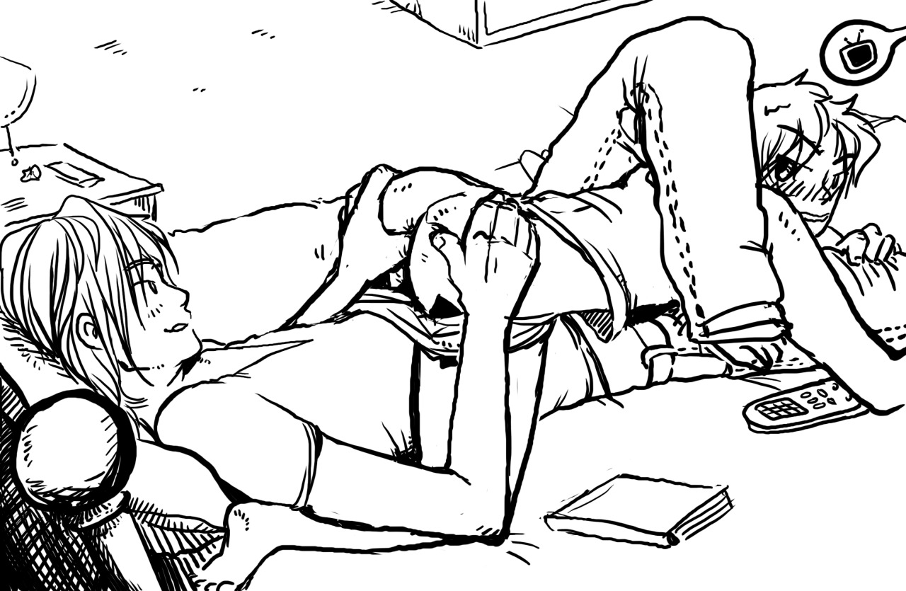 dantes-workshop:  kneelinggirl:Ooo, how fun. I like his leg over her back, holding