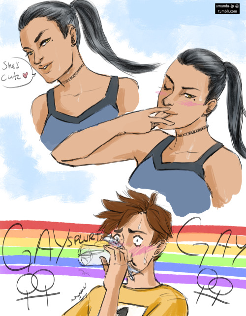 amanda-jp:  Overwatch high school au in which Lena is a young les-bean track star and Amelie is the Sporty Bisexual of the lacrosse team.   [Commission Me] [Patreon] [Gumroad] [Redbubble] [Society6] [PayPal] [Instagram]    