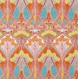 artnouveaustyle:  The “Ianthe” pattern was originally created in 1900 by French designer R. Beauclair and was used by the company Liberty of London. The print comes in many color combinations and is still used for fabric designs today. source.