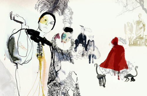 dustjacketlust:Daniel Egnéus’s stunning illustrations for Little Red Riding Hood (part 