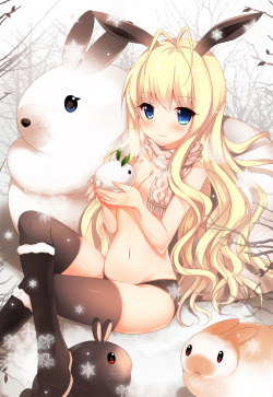 kuzira8:  「ふわふわ雪兔」/「兔姬★ウサギひめ」のイラスト