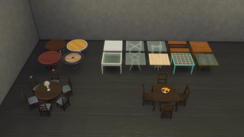 Dining Tables Plus - CC Addon for Base GameIt always bugged me a little how dining tables in The Sim