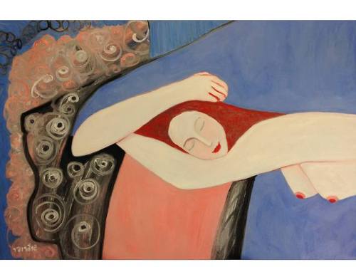 art-now-israel:flying nude, Janna Shulruferimage of woman from the serie of nude in oil paintinghttp