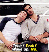 carlospy: hoechloin:  We’re drunk on a boat in San Diego… What could they expect? - Tyler Hoechlin  Tyler loves Dyl’s mouth… in both takes he did the same thing. He also looks so comfy sleeping on Dylan’s body. Was that reason they used the