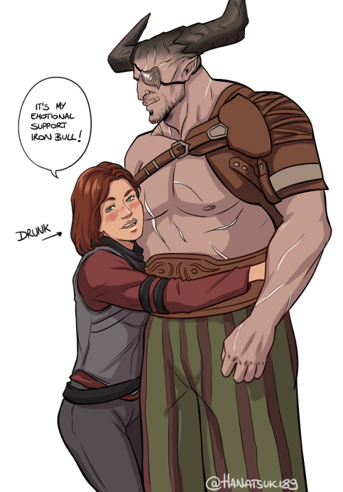 monstersandmaw: hanatsuki89: I’m gonna be horny on main for Iron Bull, sorry not sorry.(my Trevelyan