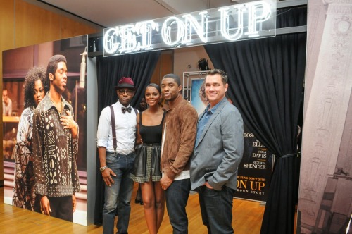 Chadwick Boseman, Nelsan Ellis, and Tika Sumpter of the film &lsquo;Get On Up&rsquo; at the 2014 Ame