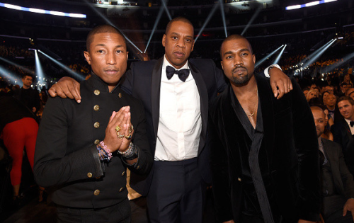 aintnojigga:Jay Z, Pharrell, and Kanye West at the 57th Annual Grammy Awards.