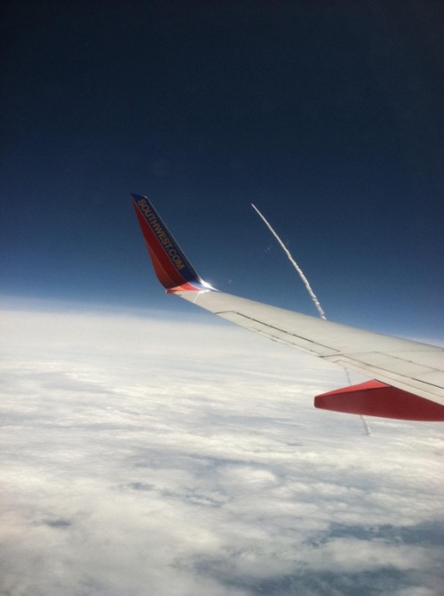 Shuttle launch viewed from plane