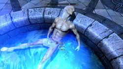 championofazura:   after the final battle with ancano in the college questline i took ancanos clothes off him to enchant and then put him in the pool thing and it just looks like he’s relaxing in a hot tub 