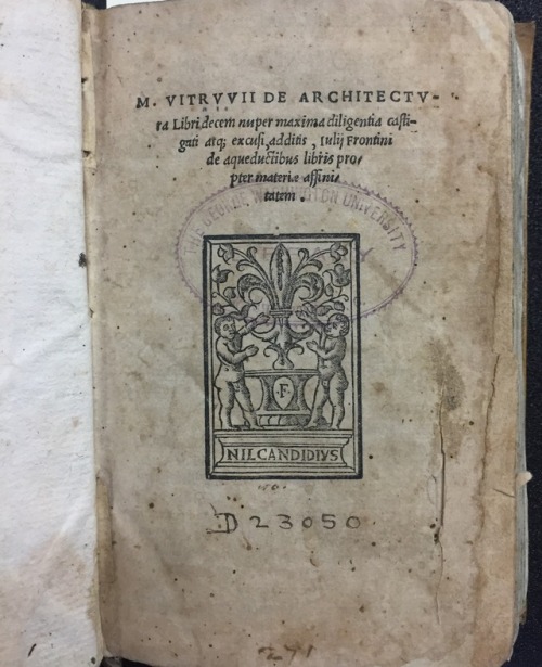 De architectura by Vitruvius Pollio and Sextus Julius Frontinus, Florence, 1522. Marcus Vi