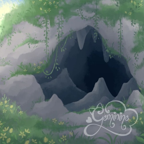 Cave entrance! Background art for the book I’m illustrating “Letters to a Little bat&rdq