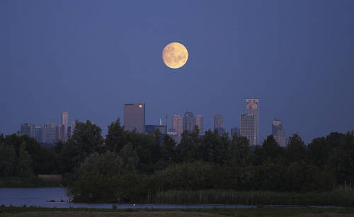 Full Moon Rotterdam Skyline by Roger &amp; Paula Berk Camera: Pentax 645Z