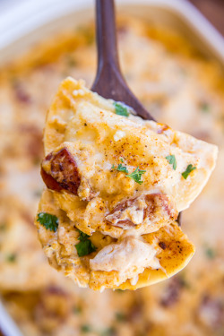 foodffs:  SMOKED SAUSAGE &amp; CHICKEN CAJUN ALFREDO PIEROGI CASSEROLEFollow for recipesGet your FoodFfs stuff here