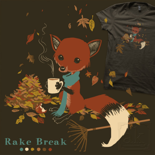 Guys, look!  My “Rake Break” design is on canvas now :-D  Cutest lil’ autumnal fox you ever did see!