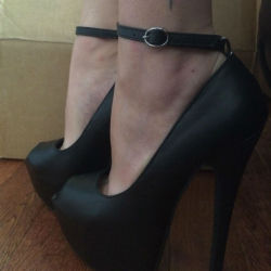 myshoebazar:  Extreme High Fashion Ankle Strap Peep Toe Stilettos