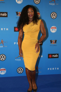 celebritiesofcolor: Serena Williams arrives at the 2016 Hopman Cup Player Party at Perth Crown on January 2, 2016 in Perth, Australia.   My inspiration my motivation