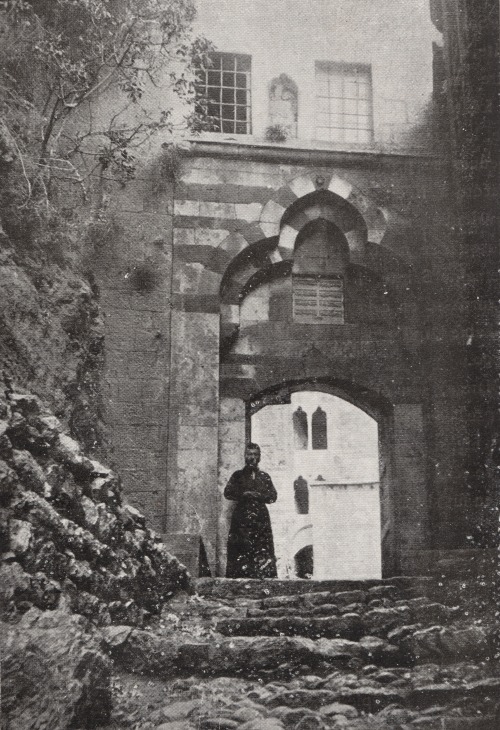 cedarofgod:A Maronite Catholic monk at the entrance door of the Monastery of Mar Antonios al-Kabir Q