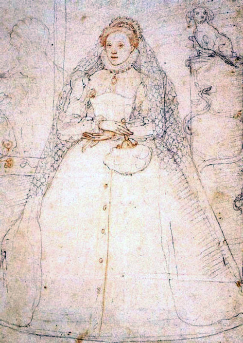 Sketch of Queen Elizabeth I by Federico Zuccaro,1575