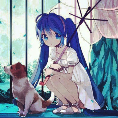 <3 #HatsuneMiku & a cute dog haha :3