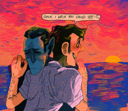 odlaws:  no im not making a one sided romance with dracula and an early 1960’s surfer kid no i didnt just draw the kid describing the sunset to him.. 