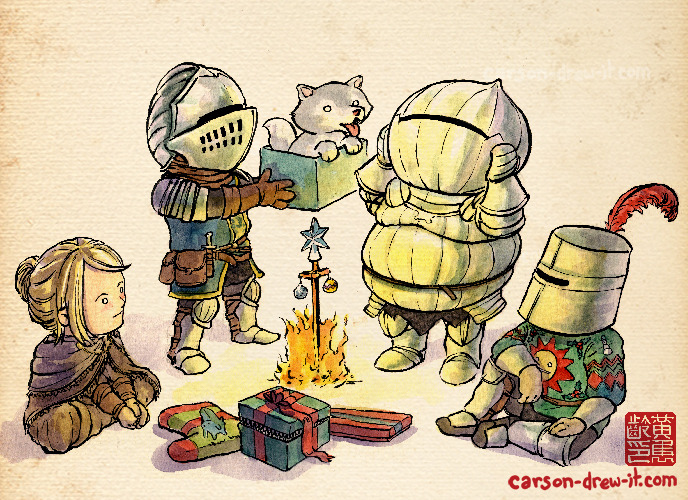 carson-drew-it:  2014 HOLIDAY DOODLES Christmas Time in Lordran! — I drew some