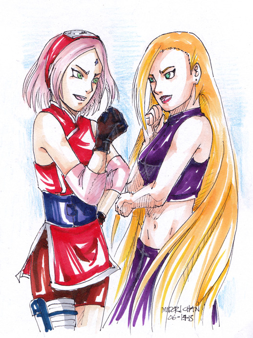 midorichan12:  Quick doodling of the queens doing their things before Naruto and