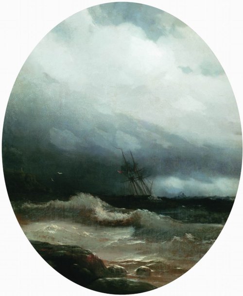 artist-aivazovski: Ship in a storm, 1891, Ivan Aivazovski