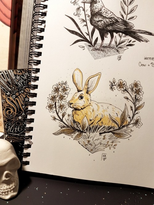 Inktober, day 4 : Rabbit &amp; Forget me not