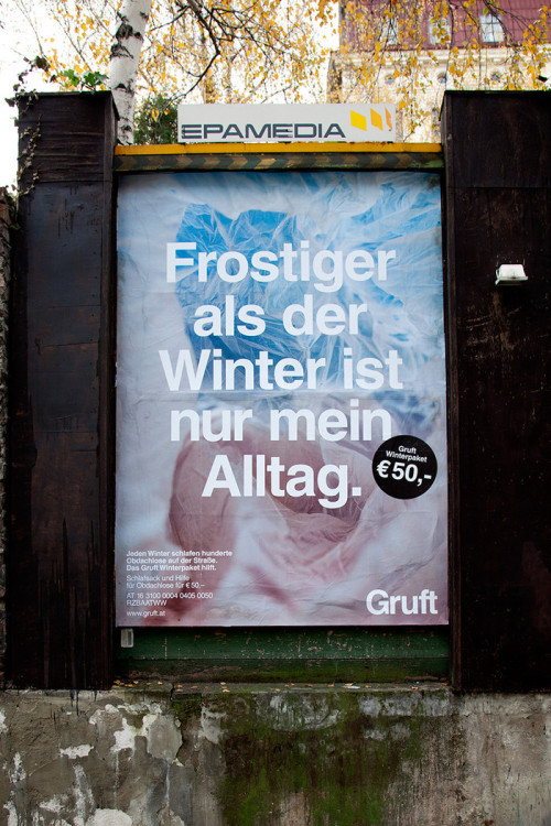 My work in Vienna, for Gruft, campaign for a winter package for homeless people. 