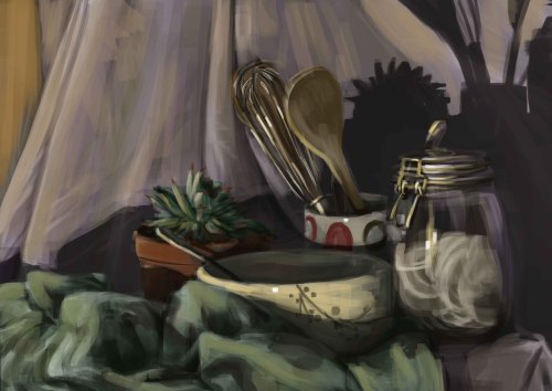 Week 5 Schoolism - Painting a Diffused Lighting Set up in colour, Then Adjusting the lighting to Dir