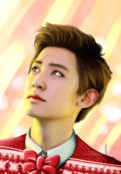 rollingalien:  festive yeol originally drawn for my cinnamon husbando &lt;3 Happy Holidays everyone! &lt;333 