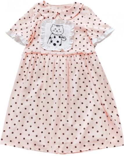 Cat Patch Polka Dot Midi Smock Dress