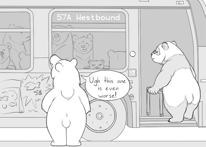 bearlyfunctioning:   Comic #174: Transit - Patreon - Twitter - Facebook - Art tumblr