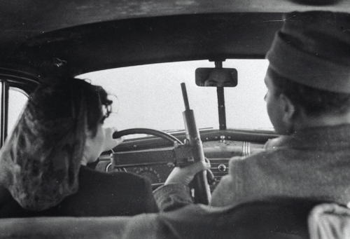 Driving from Tel Aviv to Jerusalem. 1948.