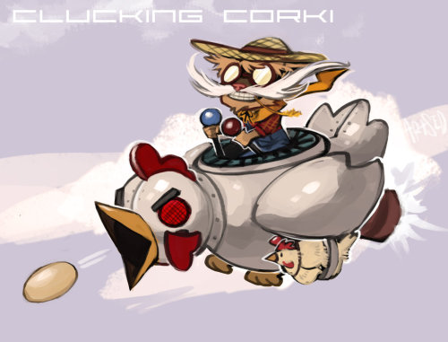 leagueofarts:  League of Legends A-Z, The best fan arts of each champion!  CORKI  “I’m up to snuff, and gots me an ace machine!” <—- Listen! Corki and sona in piltover by chanseven Clucking Corki by Artsed Corki Annie by 國光 My