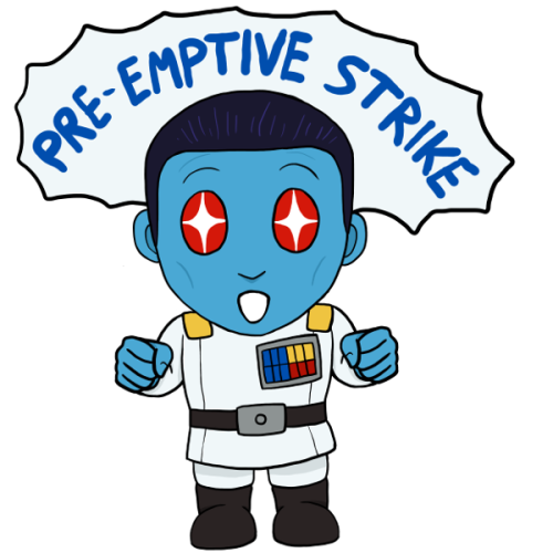 The sticker and charm designs I drew for the Thrawn: Of Mitths and Legends zine.