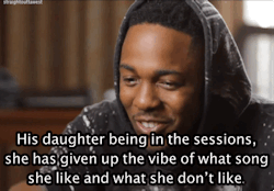 kendricklduckworth:  straightouttawest:  Kendrick Lamar on Schoolboy Q daughter.  &lt;3